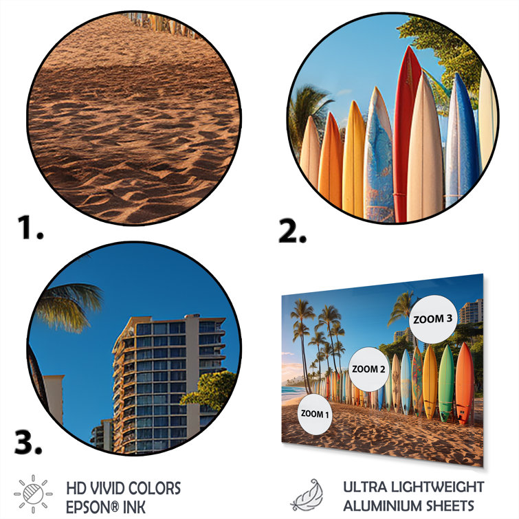 DesignArt Hawaii Surfers Paradise On Metal 5 Pieces Print Wayfair Canada